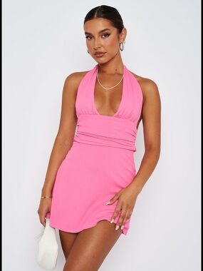 White Fox Pink Halter Dress